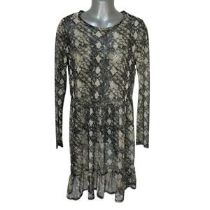 WAYF Dress Black Beige Gray Snakeskin SemiSheer Tunic Women's Size XS